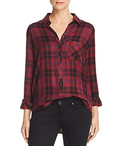 Shop Rails Hunter Metallic Plaid Shirt In Wine/navy/black