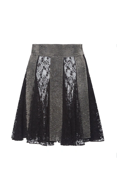 Shop Christopher Kane Flared Lace And Sequin Mini Skirt In Black