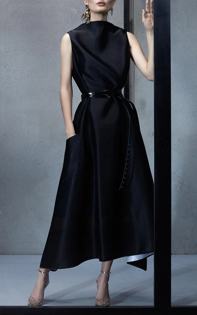 Shop Maticevski Rubiyat Backless Twill Dress In Black