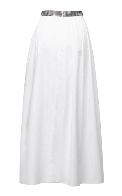 Shop Christopher Kane Sequin-waist Cotton Midi Skirt In White