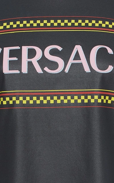 Shop Versace Crewneck Coated Jersey T-shirt In Black