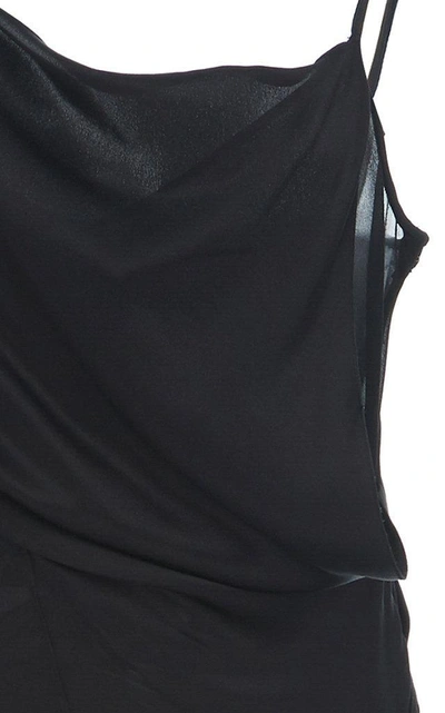 Shop Versace Draped Silk-satin Dress In Black