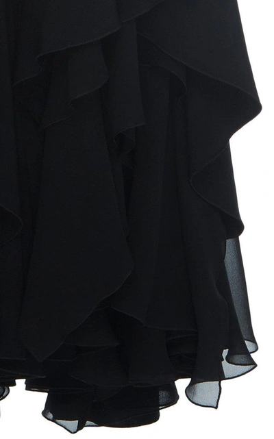 Shop Versace Flared Chiffon Pants In Black