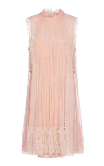 Shop Alberta Ferretti Sleeveless Silk Mini Dress In Pink