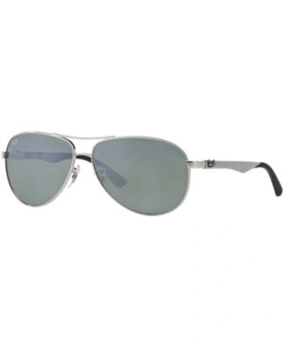 Shop Ray Ban Ray-ban Carbon Fibre Sunglasses, Rb8313 61 In Silver/grey Mirror