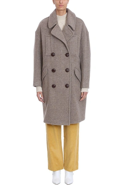 Shop Isabel Marant Etim Taupe Wool Coat