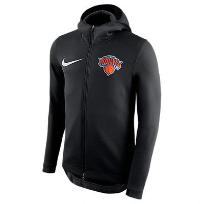 Shop Nike Men's New York Knicks Nba Showtime Therma Flex Full-zip Hoodie, Black