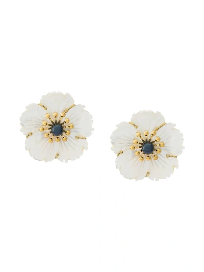 Shop Ken Samudio Detailed Floral Earrings In White