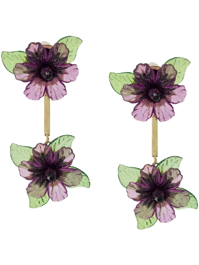 Shop Ken Samudio Oversized Floral Charm Earrings - Purple
