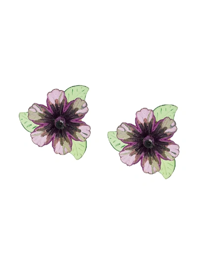 Shop Ken Samudio Detailed Floral Earrings - Purple