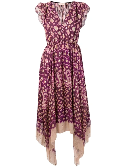 Shop Ulla Johnson Printed Draped Dress In Purple