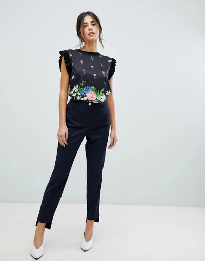 Shop Ted Baker Rivaat Skinny Pants With Stepped Hem - Navy
