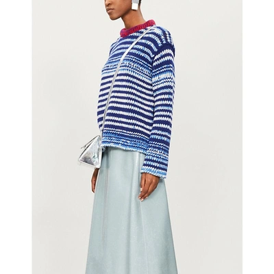 Shop Calvin Klein 205w39nyc Striped Chunky-knit Wool Jumper In Nav Ry Bl Wht