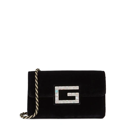 Shop Gucci Broadway Black Velvet Shoulder Bag