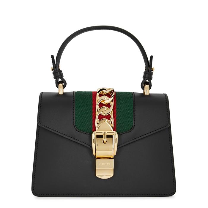 black sylvie mini leather shoulder bag