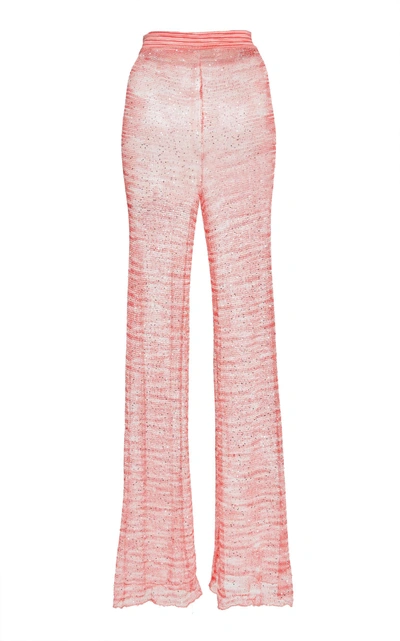 Shop Missoni Straight-leg Open-knit Pants In Pink