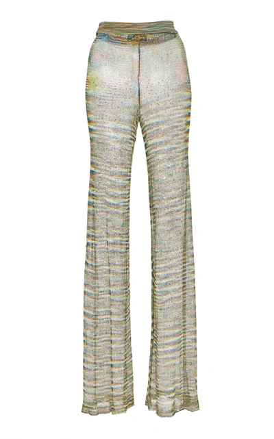 Shop Missoni Straight-leg Open-knit Pants In Green