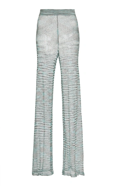 Shop Missoni Straight-leg Open-knit Pants In Blue