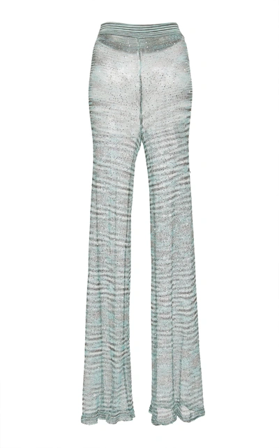 Shop Missoni Straight-leg Open-knit Pants In Blue