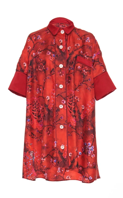 Shop F.r.s For Restless Sleepers Nerito Silk Mini Dress In Red