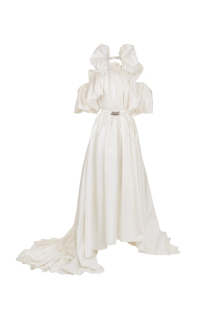 Shop Maticevski Hyacinth Ruched Silk Gown In White