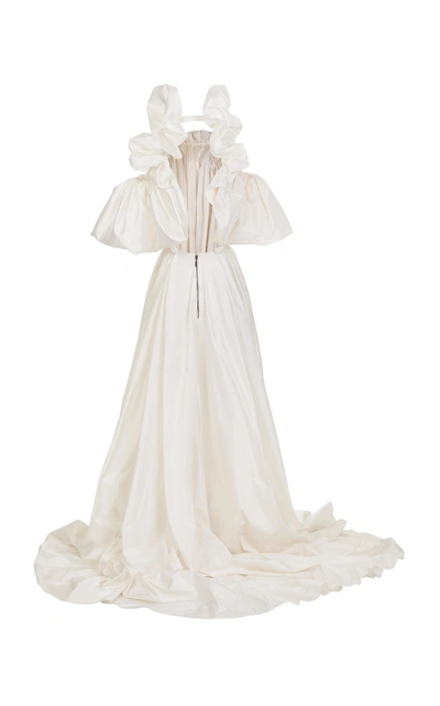 Shop Maticevski Hyacinth Ruched Silk Gown In White
