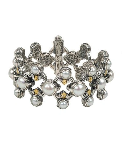 Shop Konstantino Thalia Multi-pearl Open Bracelet In Yellow/gray