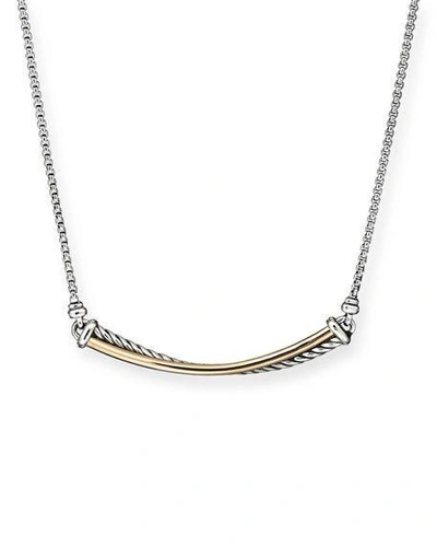 Shop David Yurman Crossover 18k Gold Bar Necklace In Silver/gold