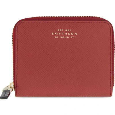 Shop Smythson Panama Leather Coin Purse In Red