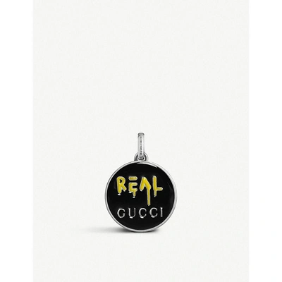 Shop Gucci Ghost Sterling Silver Charm In Black / Yellow