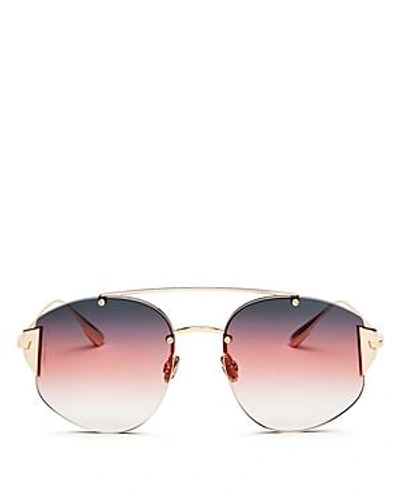 Shop Dior Women's Stronger Mirrored Brow Bar Rimless Square Sunglasses, 58mm In Gold/fuschia Pink