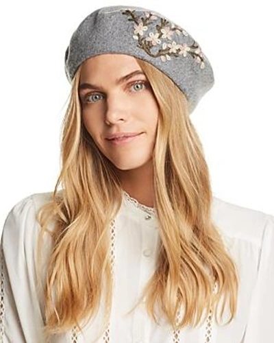 Shop August Hat Company Winter Garden Embroidered Beret In Gray
