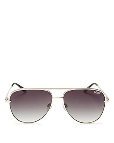 Shop Quay Xdesi Sahara Aviator Sunglasses, 52mm In Gold/smoke