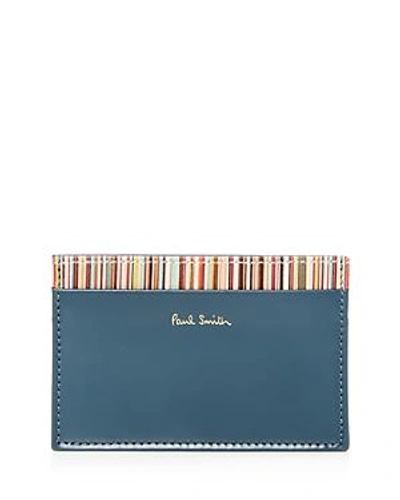 Shop Paul Smith Inner Multistripe Card Case In Blue