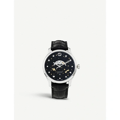 Gucci Ya126327 G-timeless Stainless Steel And Leather Watch In Black |  ModeSens