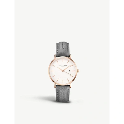 Shop Rosefield Sigd-i82 The September Issue Rose Gold-plated Stainless Steel And Leather Watch In Silver