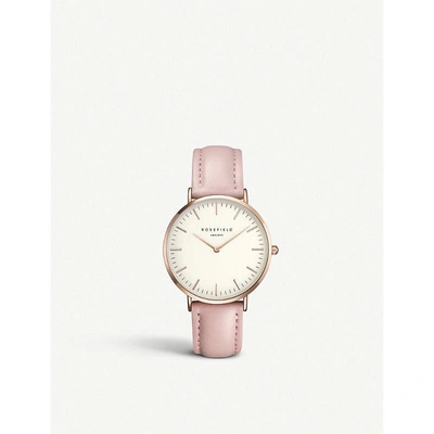 Shop Rosefield B-w-pr-b7 The Bowery Stainless Steel Leather Strap Watch In Gold