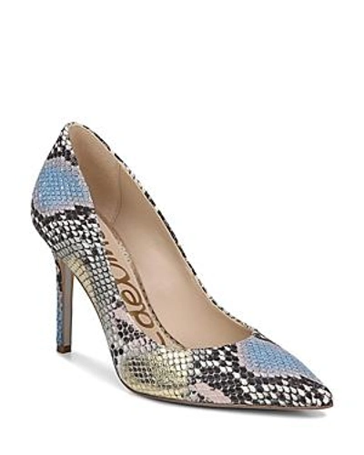 Shop Sam Edelman Women's Hazel Pointed Toe High-heel Pumps In Lilac/yellow Snake Embossed Leather