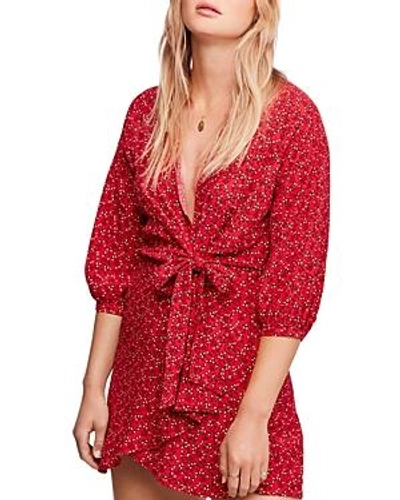 Shop Free People Clara Floral Tie-waist Tunic In Red