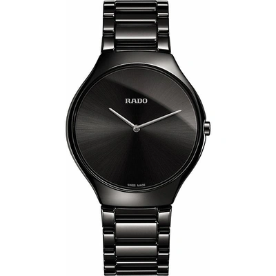 Shop Rado R27741182 True Thinline Ceramic Watch In Black