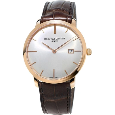 Shop Frederique Constant Fc-306v4s4 Slimline Gold-plated Stainless Steel And Leather Watch