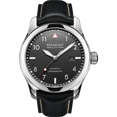 Shop Bremont Solo-pb Stainless Steel And Calf Skin Leather Watch In Black