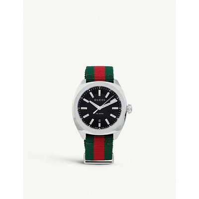 Shop Gucci Men's Ya142305 Gg2570 Stainless Steel And Nylon Quartz Watch