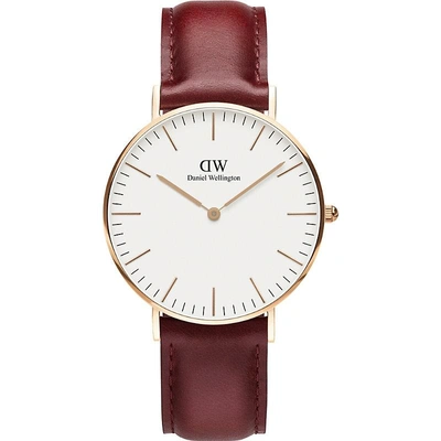 Shop Daniel Wellington Classic Suffolk Rose-gold And Leather Strap In Nero