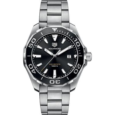 Shop Tag Heuer Way101a. Ba0746 Aquaracer Stainless Steel Watch In Silver/black