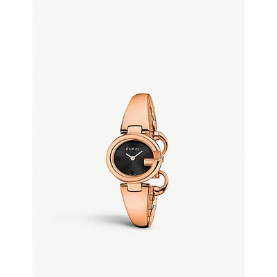Shop Gucci Ya134509 Ssima Pink-gold Pvd Watch In Nero