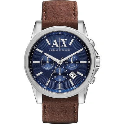 Shop Armani Exchange Ax2501 Stainless Steel And Leather Watch In Nero