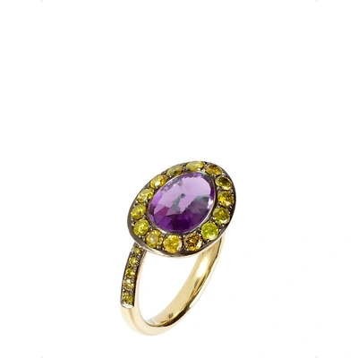 Shop Annoushka Dusty Diamonds 18ct Yellow-gold Amethyst And Diamond Side Ring In Nero