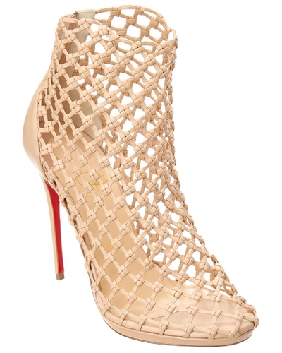 Shop Christian Louboutin Porligat 120 Cage Leather Bootie In Beige