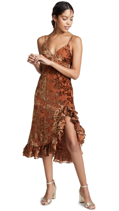 Shop Caroline Constas Elvira Slip Dress In Bronze